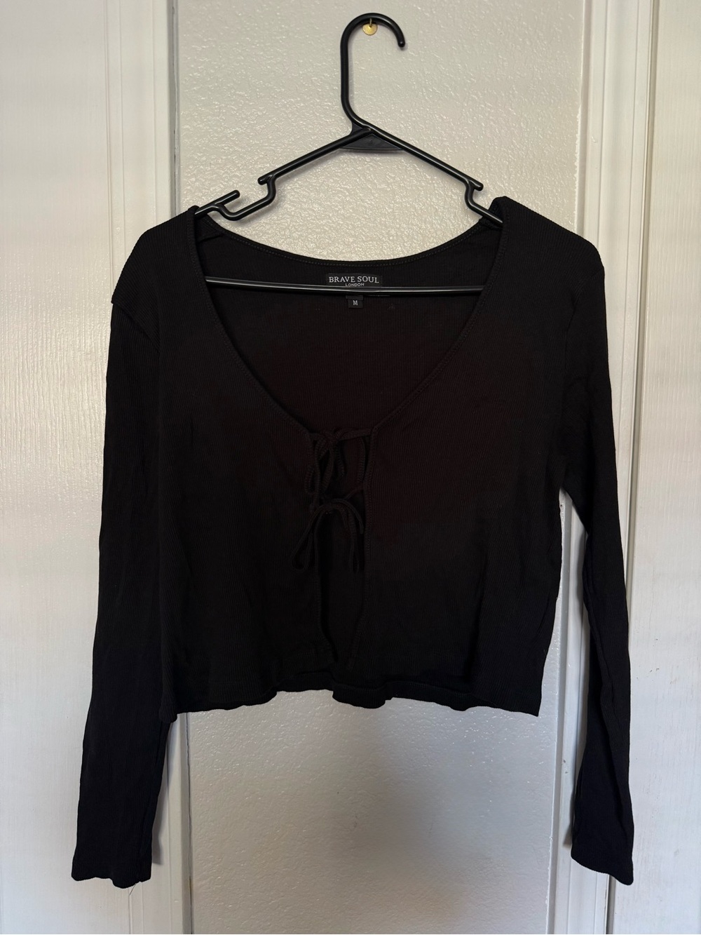 Brave Soul Black Long-Sleeve Tie-Front Shirt